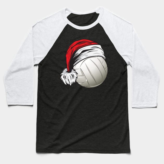 Christmas Volleyball Ball With Santa Hat Funny Sport X-mas print Baseball T-Shirt by theodoros20